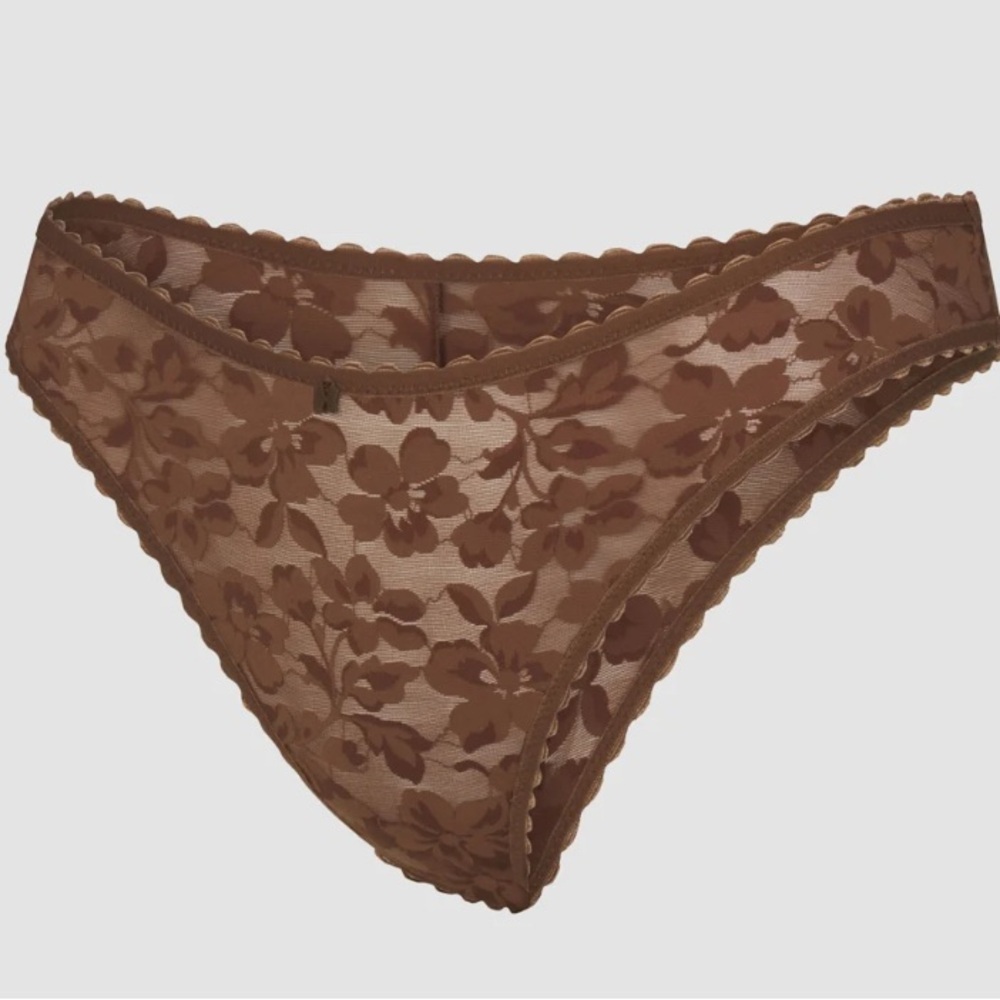 NWT,Savage X Fenty,Poppy Lace Panty,Lace Panty,Brown,Grey Floral,XL,192 Set Of 2 - Picture 5 of 8